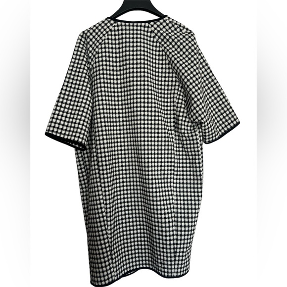 Adrianna Papell Houndstooth Woven Classic Open Long Jacket/Coat Size 8 - Picture 2 of 7